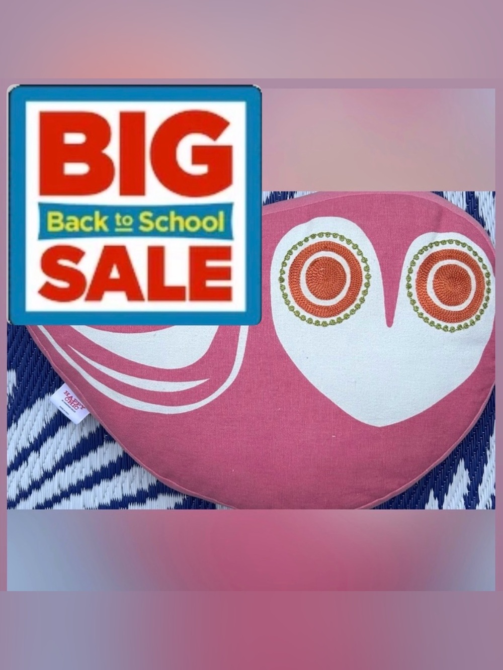 🍎Back2SchoolSale! HappyChic Pink & White Decorative Owl Pillow by Jonathon Adler